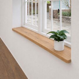 Japandi Fensterbank aus Neueiche 42 mm Maßanfertigung, runde Ecken