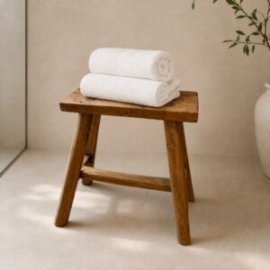 Teakholz Hocker aus massivem Altholz-Teak