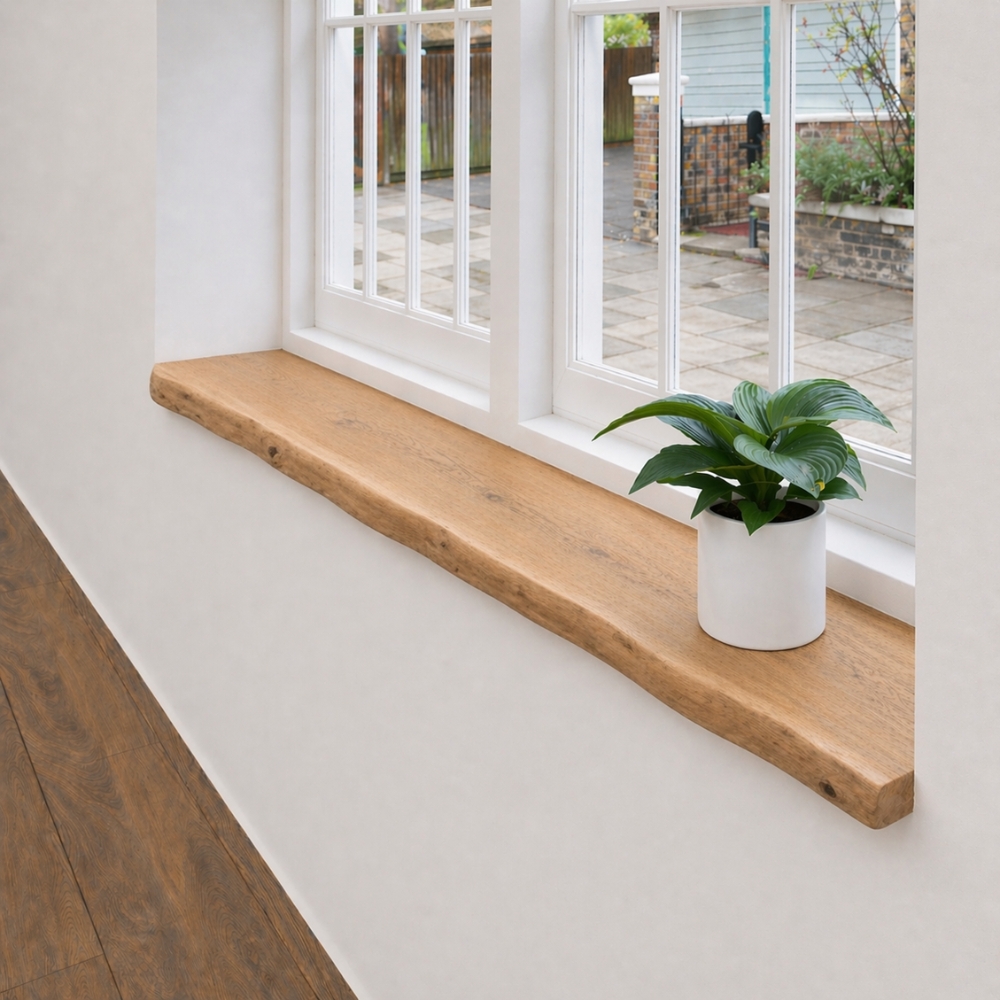Fensterbank aus Eiche 42 mm Neueiche Maßanfertigung, Baumkante